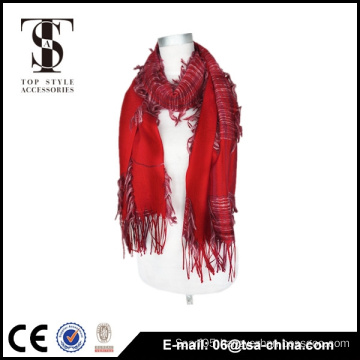 Many tassels red acrylic special technology long scarf